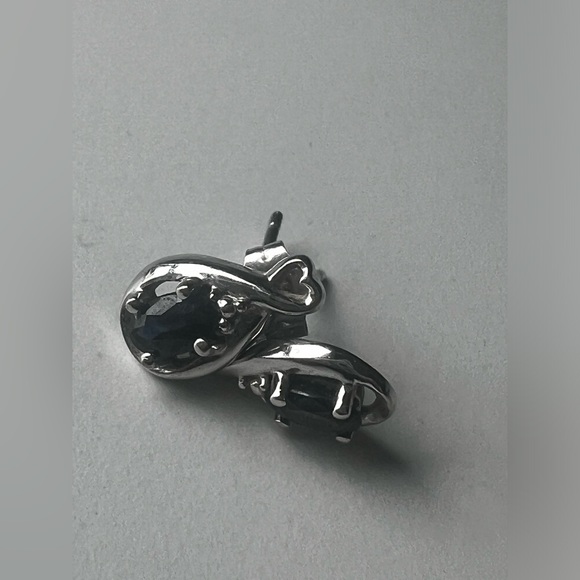 White Gold + Sapphire Earrings - Picture 5 of 7